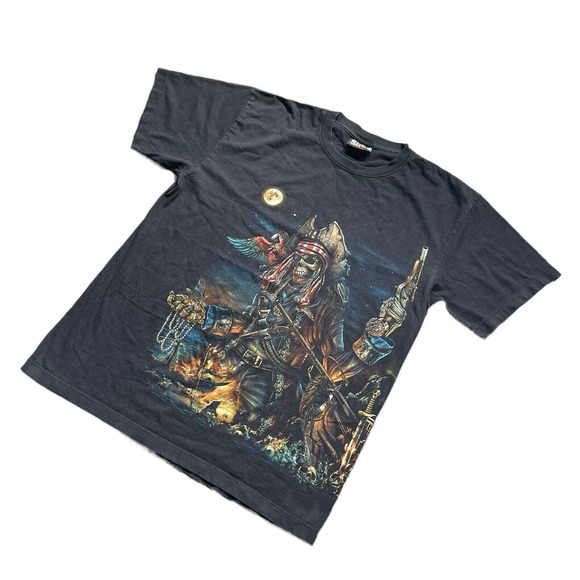 SKULL SHIRTZ PIRATE DOUBLE SIDED Graphic T-SHIRT SIZE Large Wrap Around - Picture 4 of 7